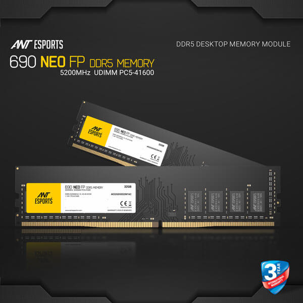 Ant Esports 690 Neo FP 32GB (32GBx1) DDR5 5200MHz Desktop Ram